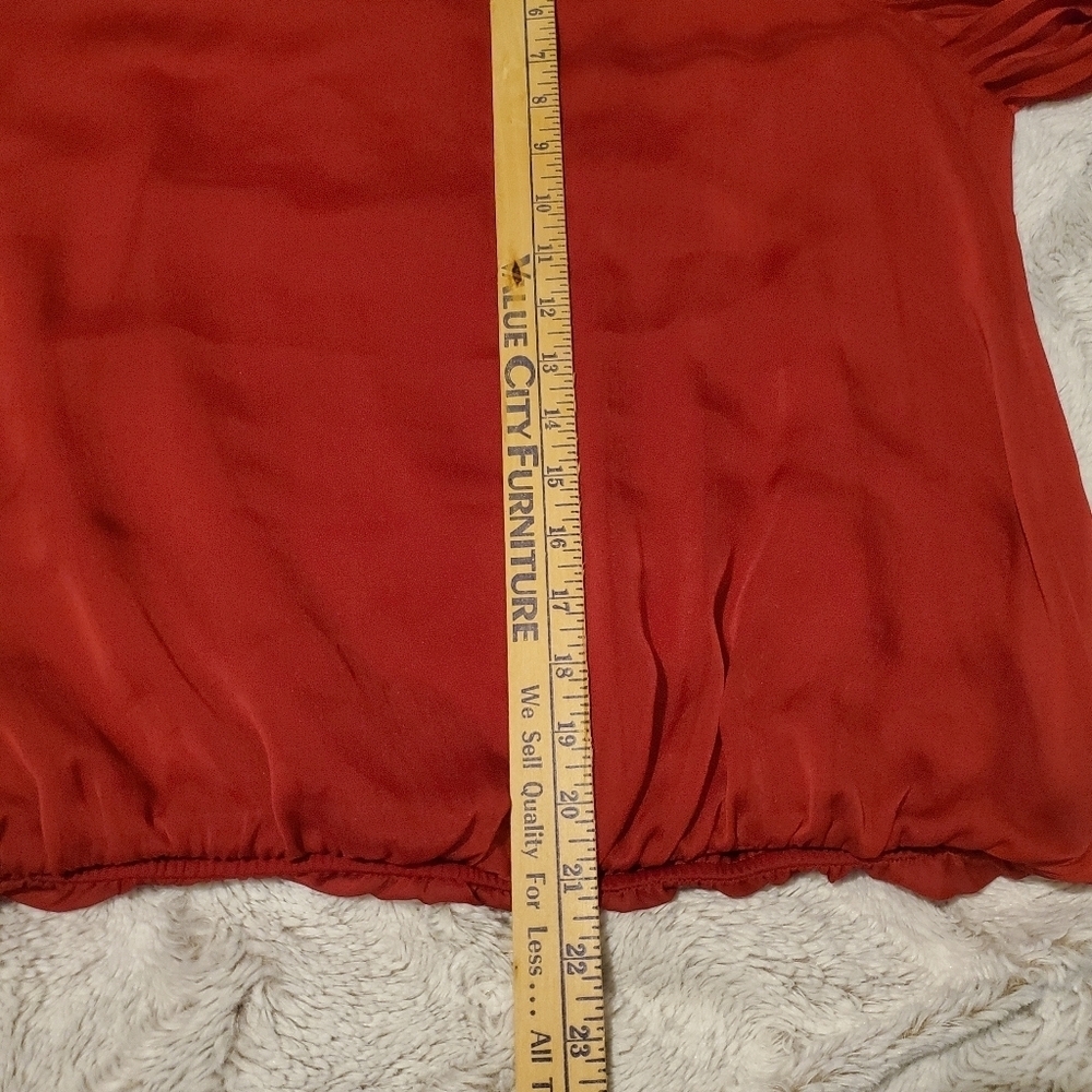 Simply Liliana Woman Elegant Blouse Red Butterfly Sleeve Sz XL Elastic Waistband - Picture 7 of 9